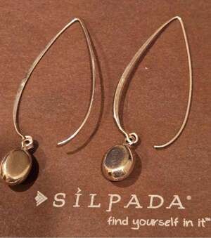 Vintage Silpada 925 Sterling Silver Dangle Drop Hoop Earrings Threaded